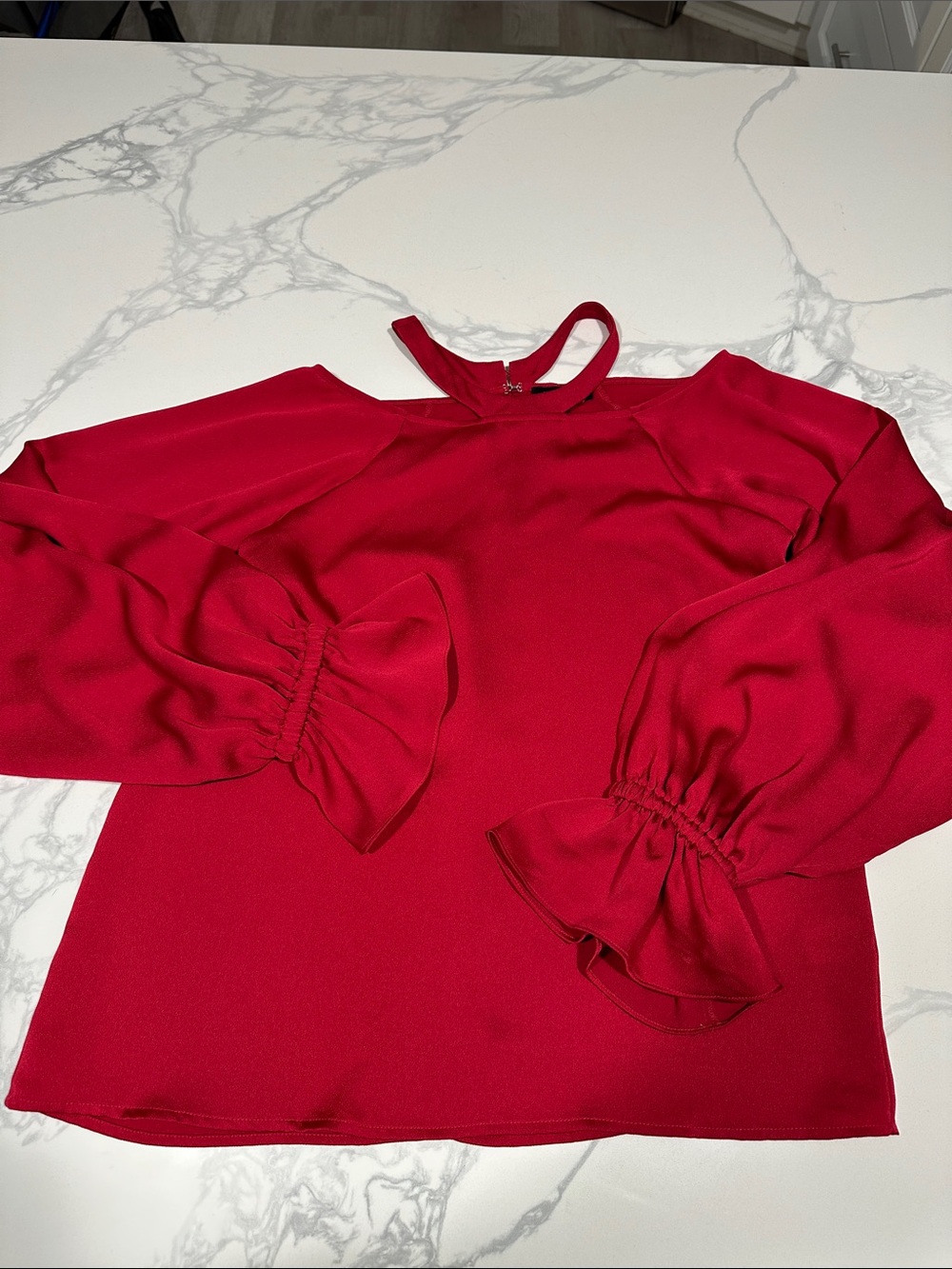 1. State Scarlet Ruffle-Cuff Blouse